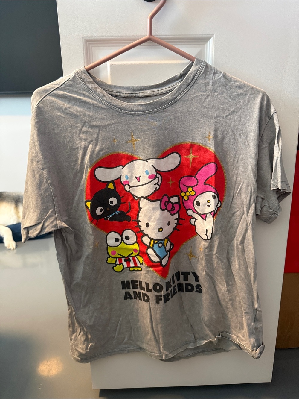 Sanrio Grey Tee with Hello Kitty & Friends Heart Graphic